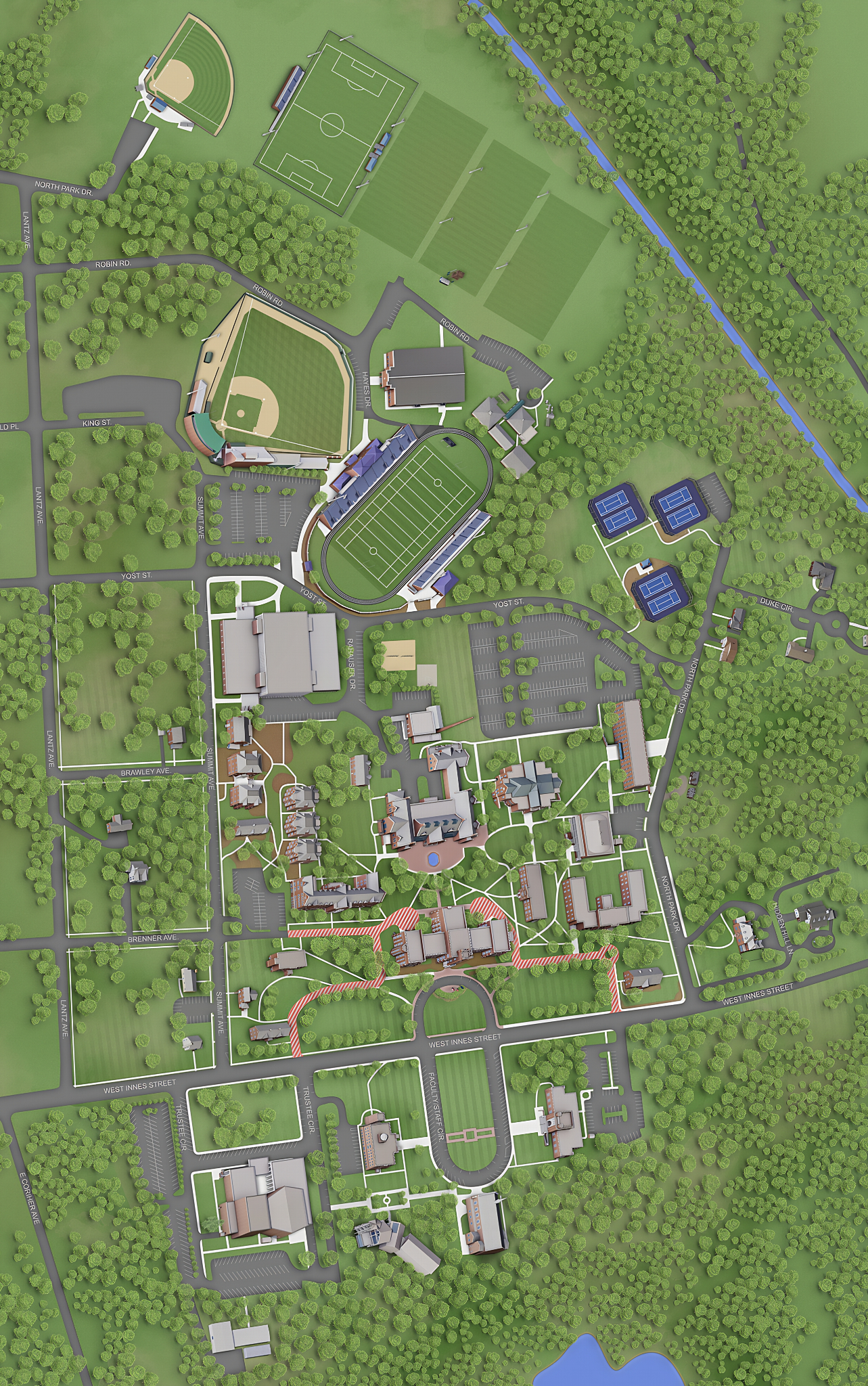 Illustrated Catawba College campus map